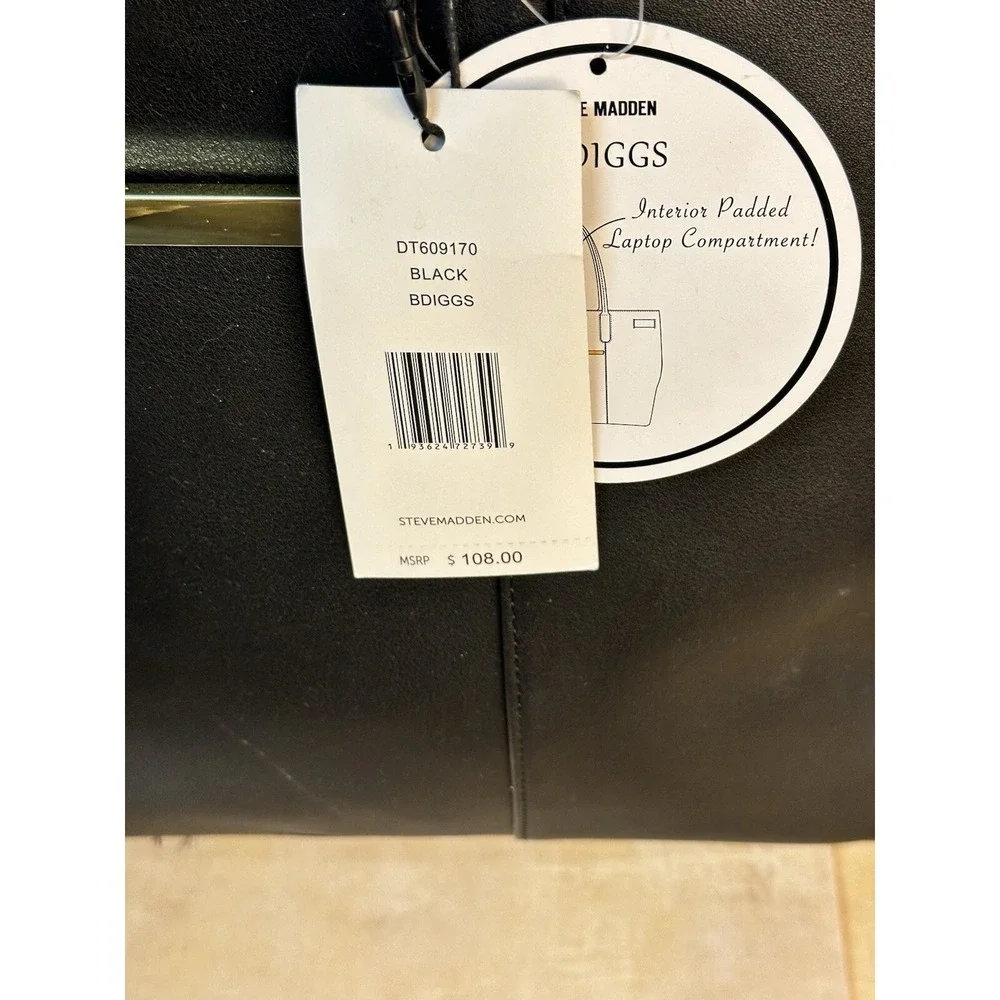 Steve Madden Satchel Handbag Tote MSRP 108.00. Black Bdiggs Computer Tote‎